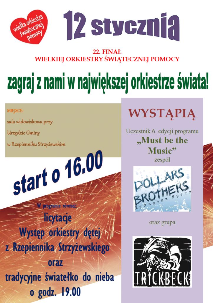 XXII Finał WOŚP w Rzepienniku Strzyżewskim