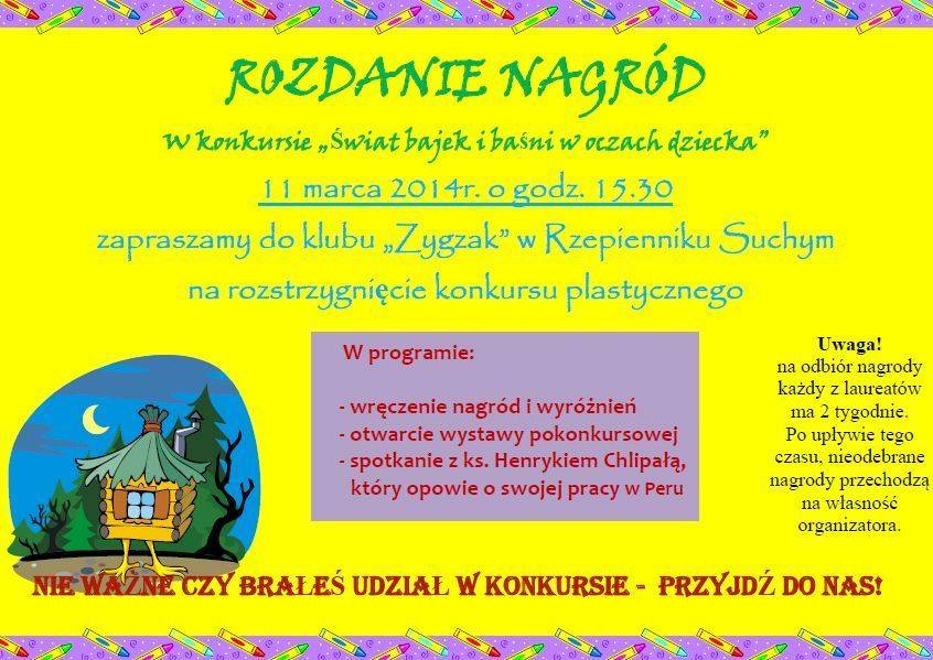 Zapraszamy na otwarcie wystawy i wręczenie nagród w konkursie „Świat bajek i baśni w oczach dziecka”